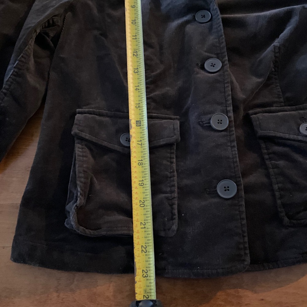 Relativity Corduroy Brown Blazer Jacket Womens Large Petite Button Military Punk - Picture 4 of 8